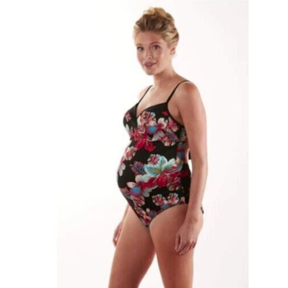 Cache Coeur Womens Vahine Underwired Maternity Swimwear Black Floral 38 C/D $110
